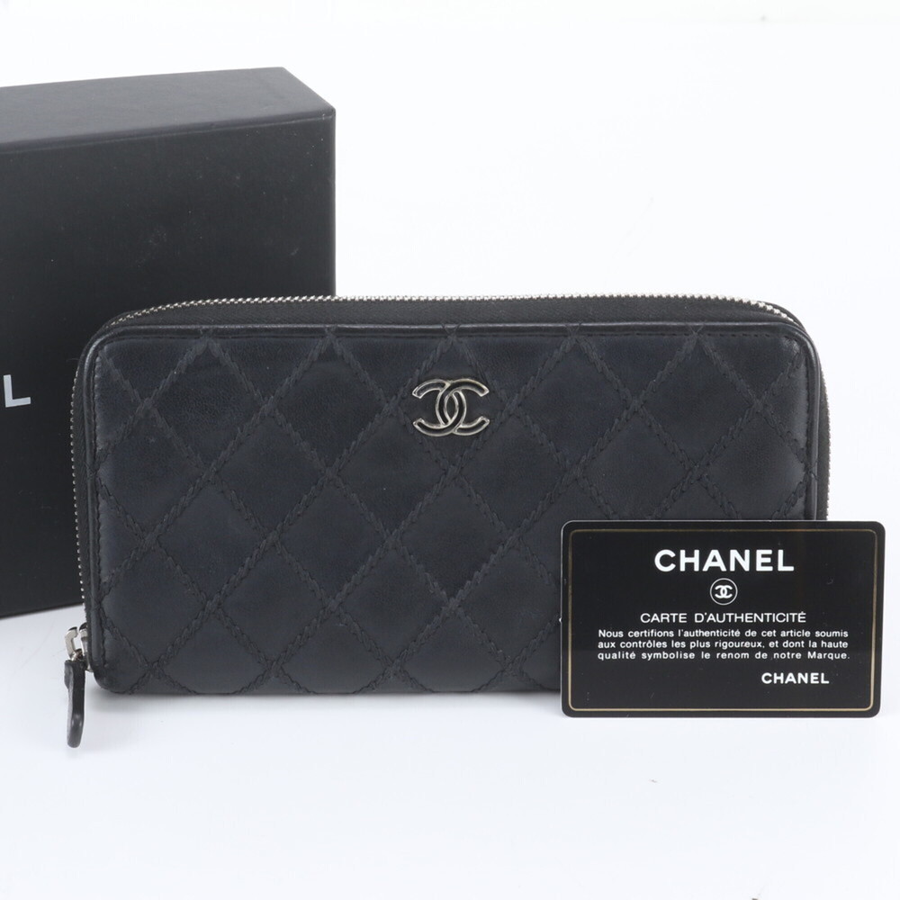 Chanel Wild Stitch Leather Long Wallet with Guarantee and Serial Seal, Coco M...